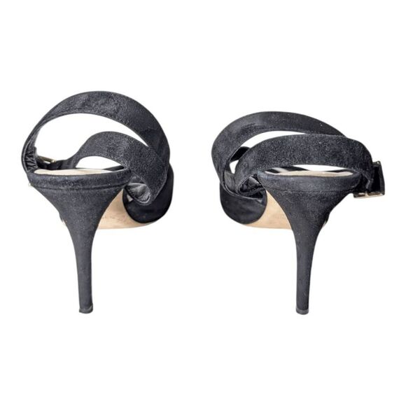 KATE SPADE NEW YORK Strappy Black Suede Peep Toe Heeled Sandals Size 8.5 - Picture 5 of 7